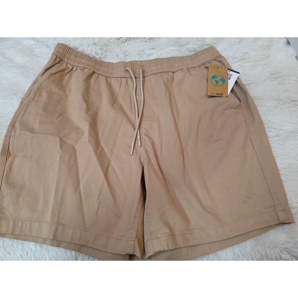 Reel Life Eco Born Men's XXL Khaki Shorts Elastic Waist Cotton Rayon Stretch NWT